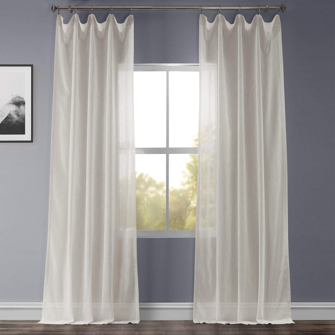 HPD Half Price Drapes Linen Sheer Curtains 108 Inches Long Linen Curtain for 50 X 108 - Gardenia