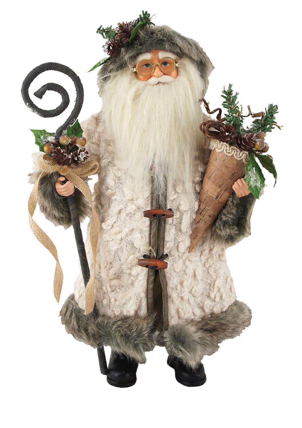 Santa's Workshop 15" Gathering Woodsman Santa White