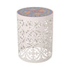 Christopher Knight Home Joshua Outdoor Lace Cut Side Table with Tile Top White White + Multi-Color