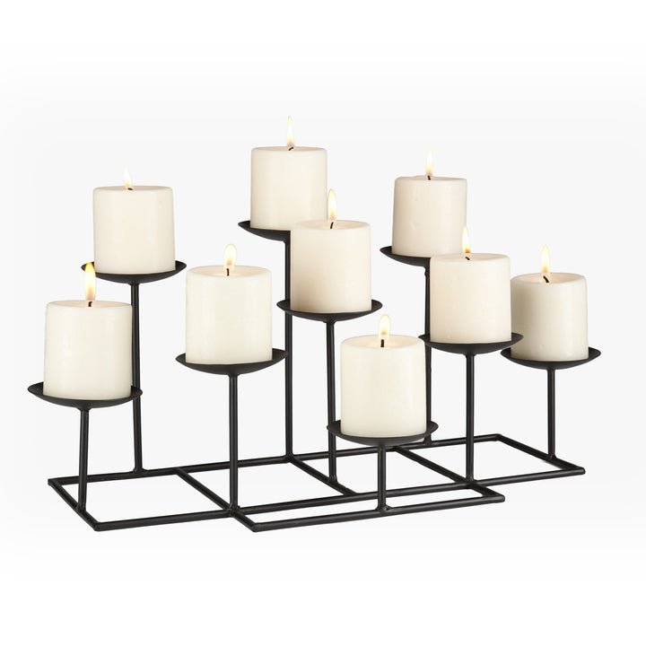 SEI Furniture 9 Candle Wrought Iron Candelabra Matte Black