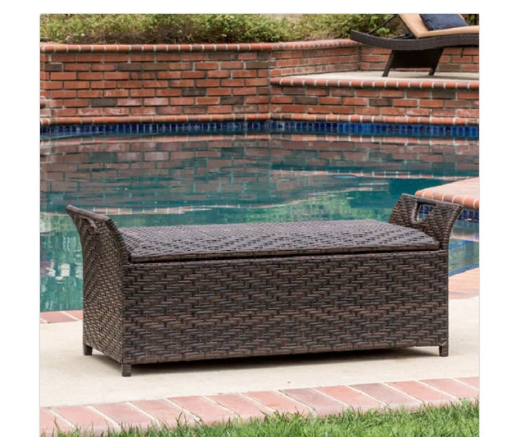 Christopher Knight Home Wing Outdoor Wicker Storage Bench