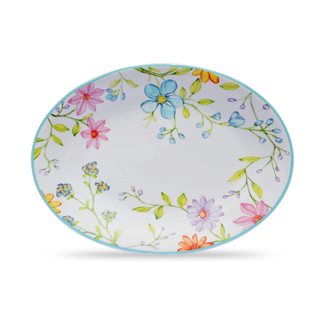 Euro 15" Oval Serving Platter - 15.5 X 11.38 1.46 Multi Color Pink White