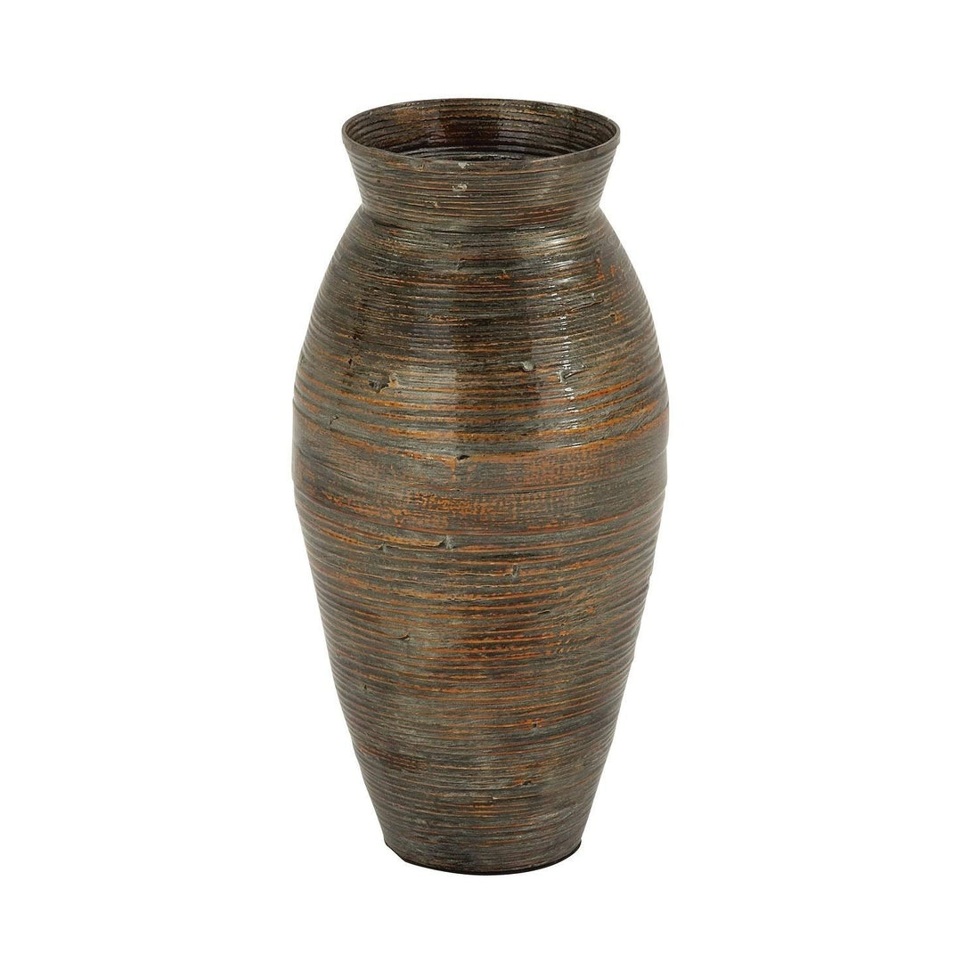 Lacquer Bamboo Vase Black Bohemian Eclectic Aluminum