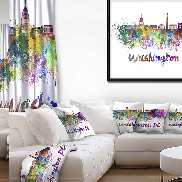 DESIGN ART Designart "Washington DC Skyline" Cityscape Framed Canvas Artwork 40 in. wide x 30 in. high