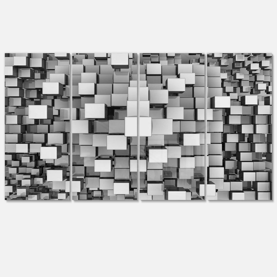 Design Art Black and Grey Cubes-Contemporary Metal Wall Art-MT6830-48x28-4