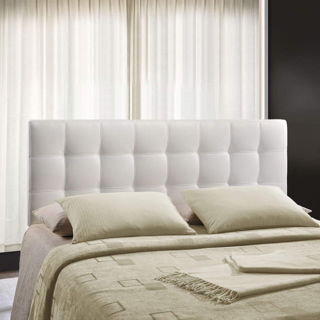 Lily Queen Vinyl Headboard White Modern Contemporary Faux Leather Tufted