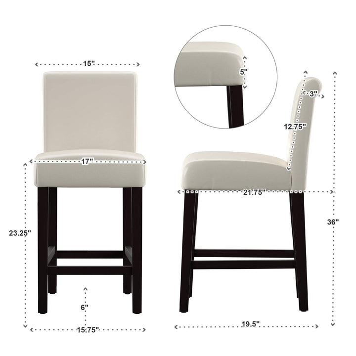 White Faux Leather 24-inch Counter Height High Back Stools (Set of 2) Bold