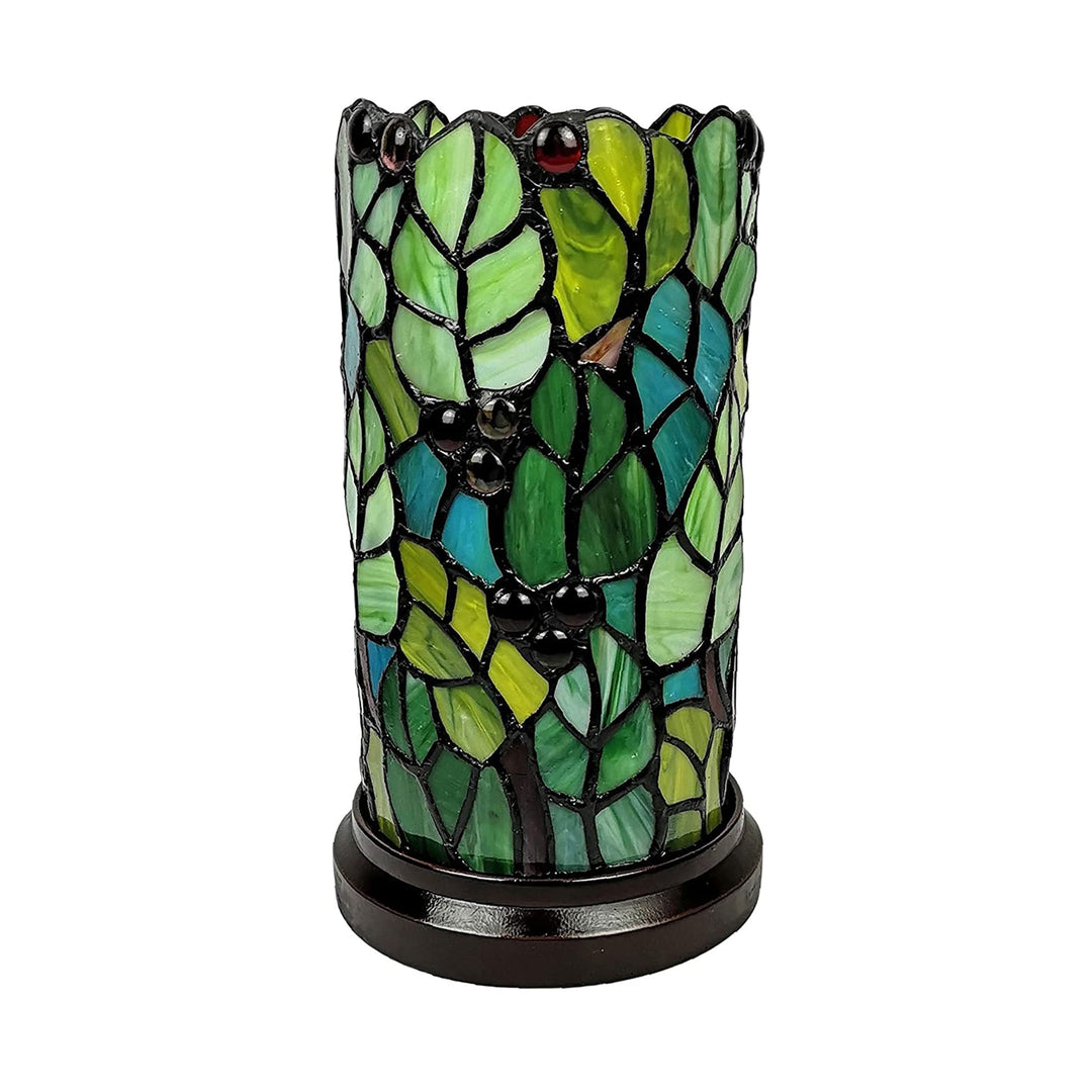 Amora Floral Leaf Decorative Desk ps - Green Tiffany Accent p - Mosaic Green/Multi-color