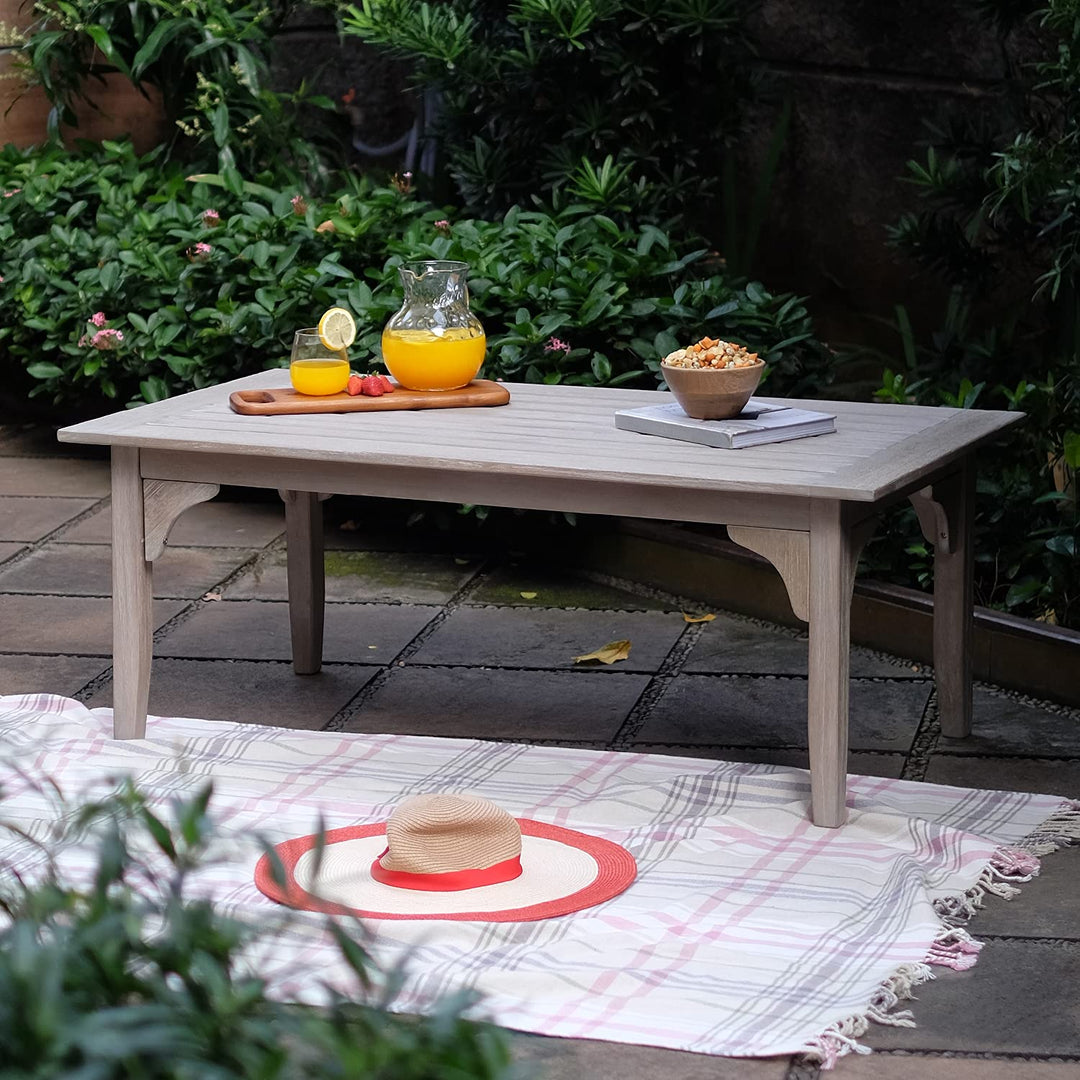 Cambridge Casual Superior Indonesian Auburn Patio Coffee Table Weathered Teak Weathered Gray