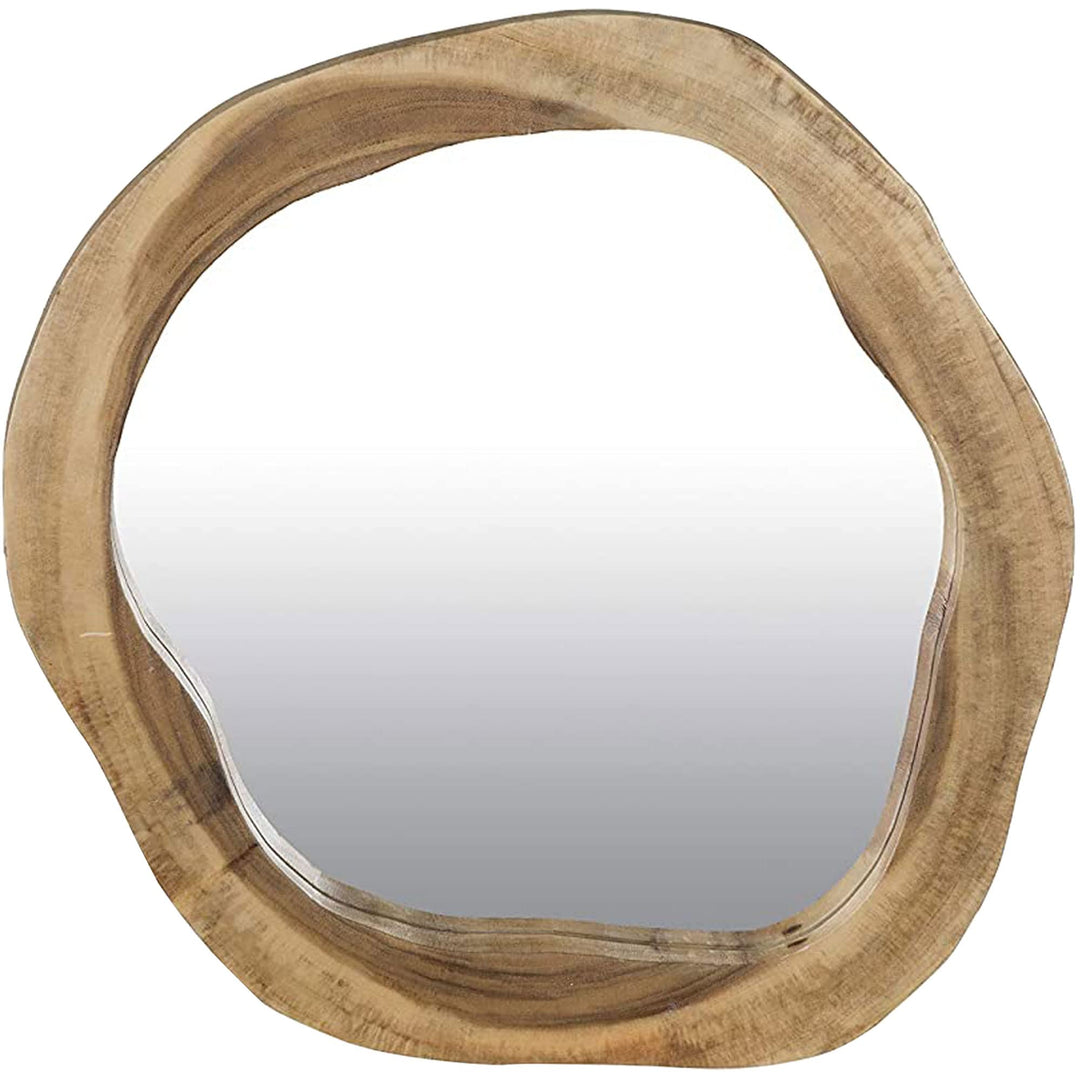 Solid Wood Hanging Mirror - 21.7”w x 2”d X 24.2”h Modern Rustic 3D Wall Decor