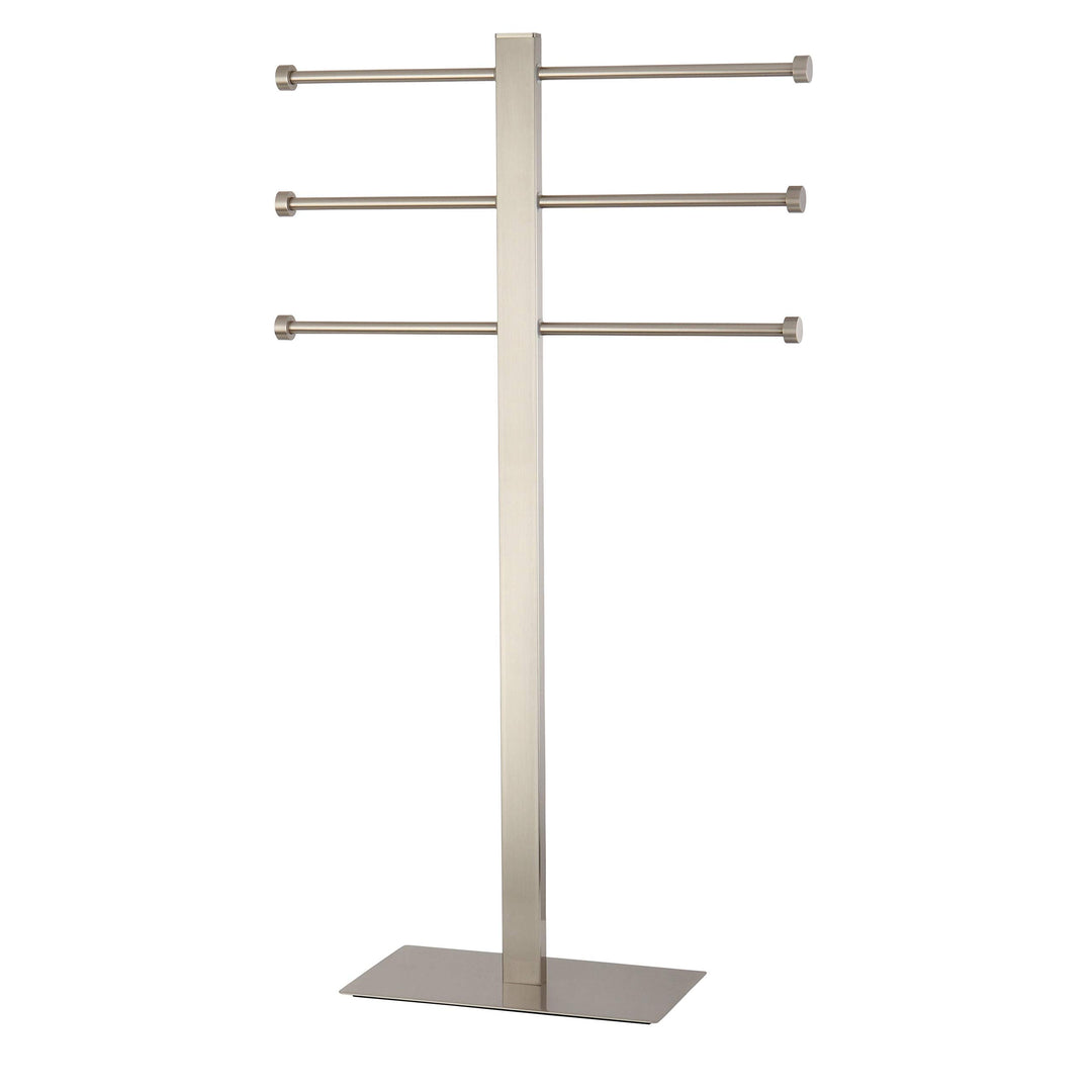 Brushed Nickel Freestanding Stainless Steel Towel Holder - Grey Metal Finish