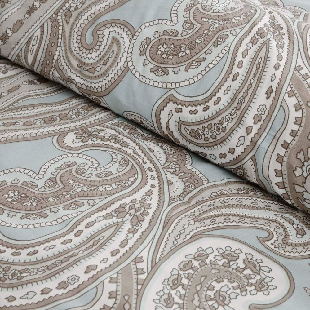 5 Piece Blue Khaki Paisley Floral Pattern Comforter King/Cal King Set - Diamond Home USA