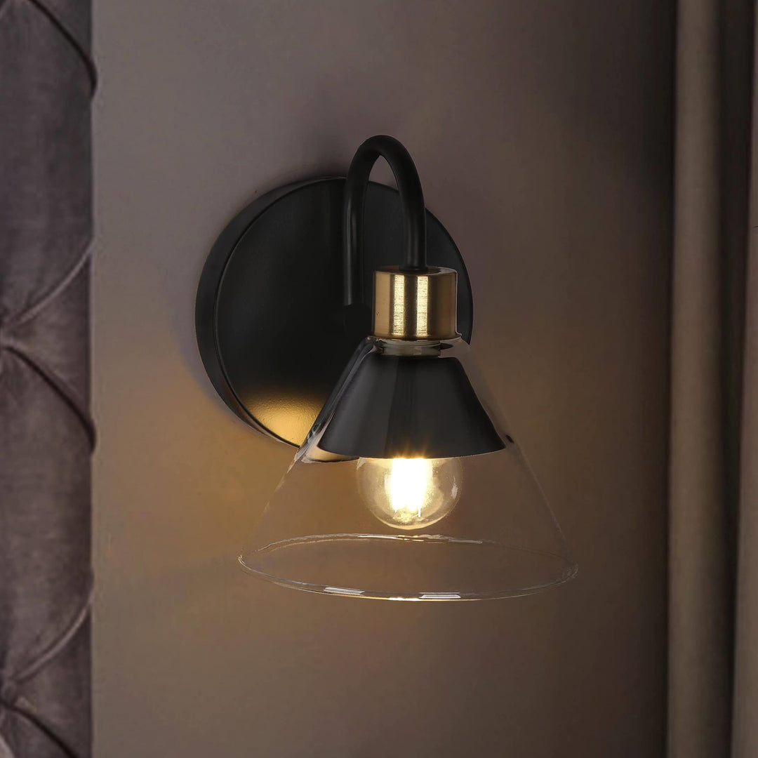 Modern Farmhouse 1-Light Wall Scocnes Glass Bathroom Vanity Lights with Cone