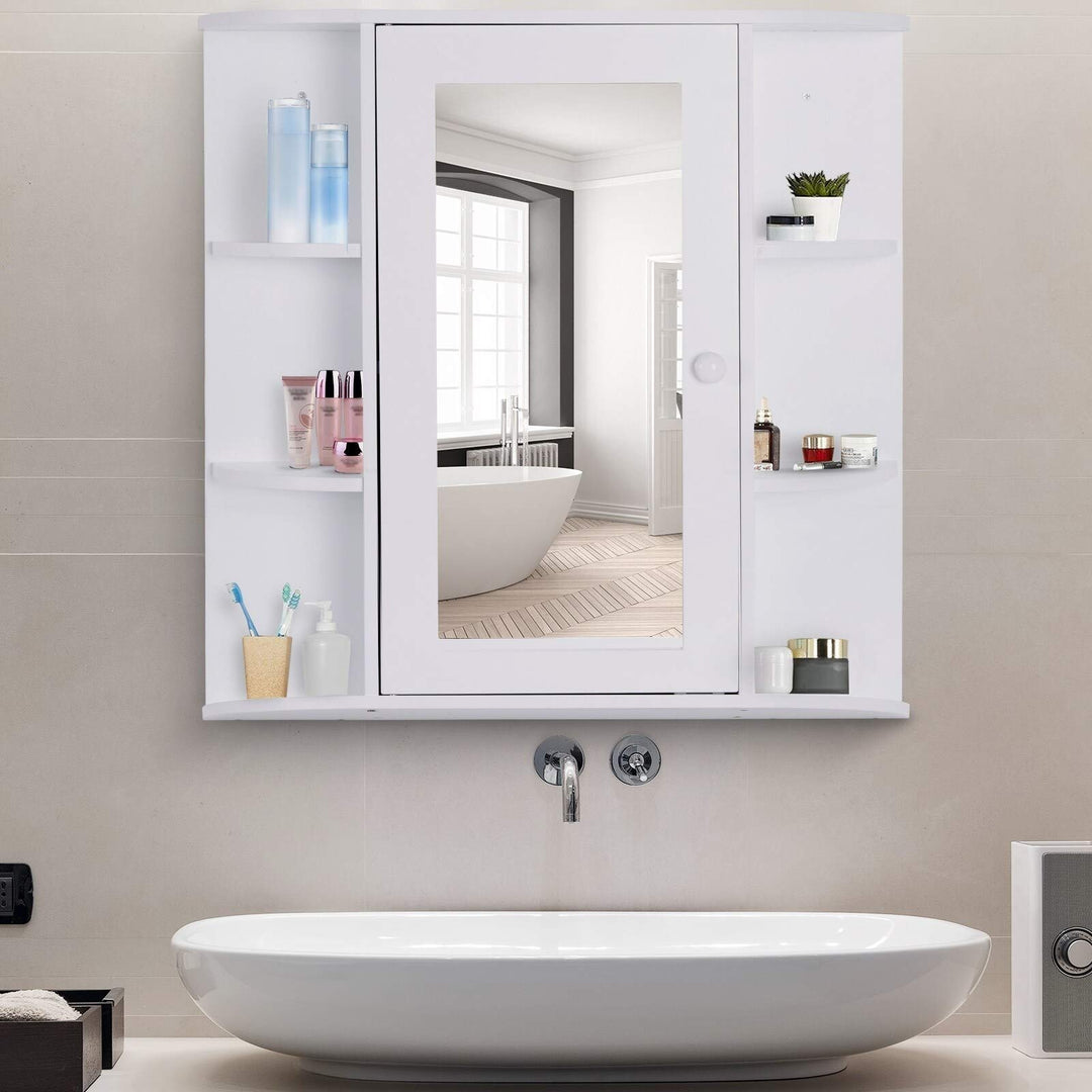 Over-The-Sink Bathroom Storage Organizer Cabinet with Mirrored Door and Multiple