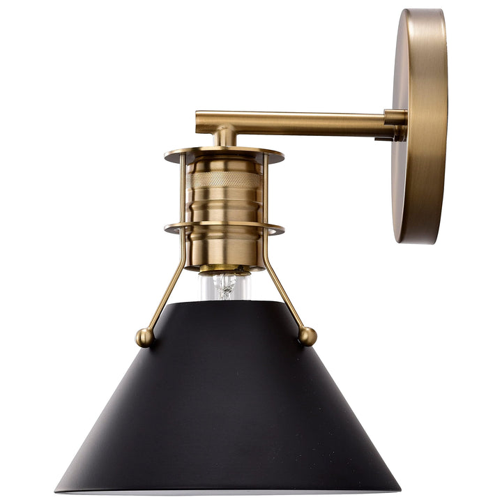 Outpost 1 Light Wall Sconce Matte Black with Burnished Brass Modern Contemporary