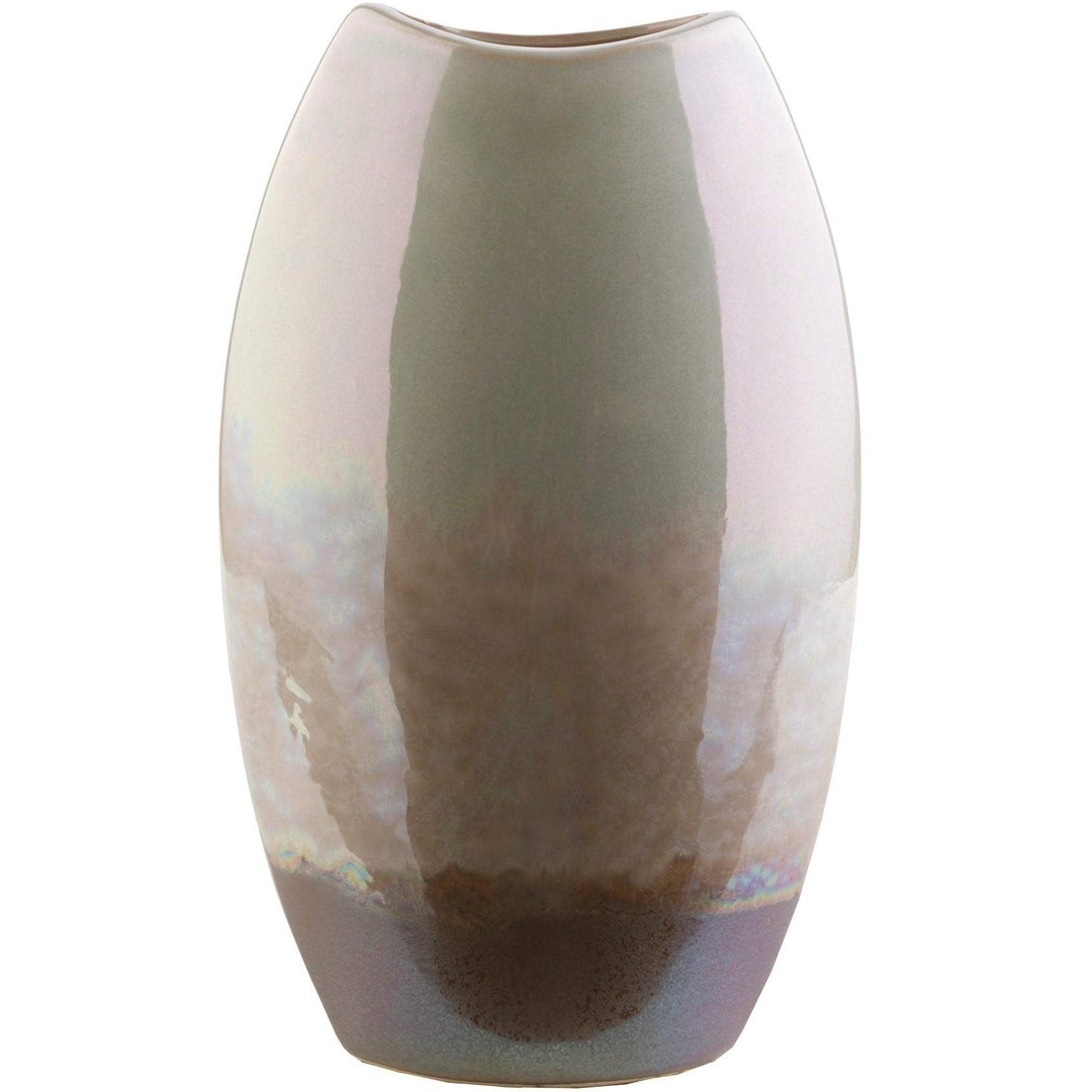 Ceramic Medium Size Decorative Vase Grey Tan Traditional