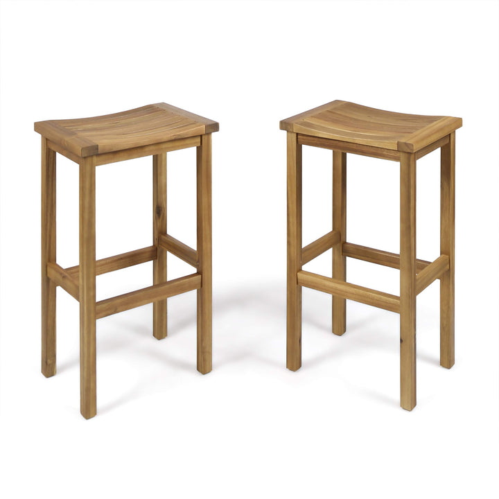 Christopher Knight Home Caribbean Outdoor 30" Acacia Wood Barstools 2-Pcs Set natural stained