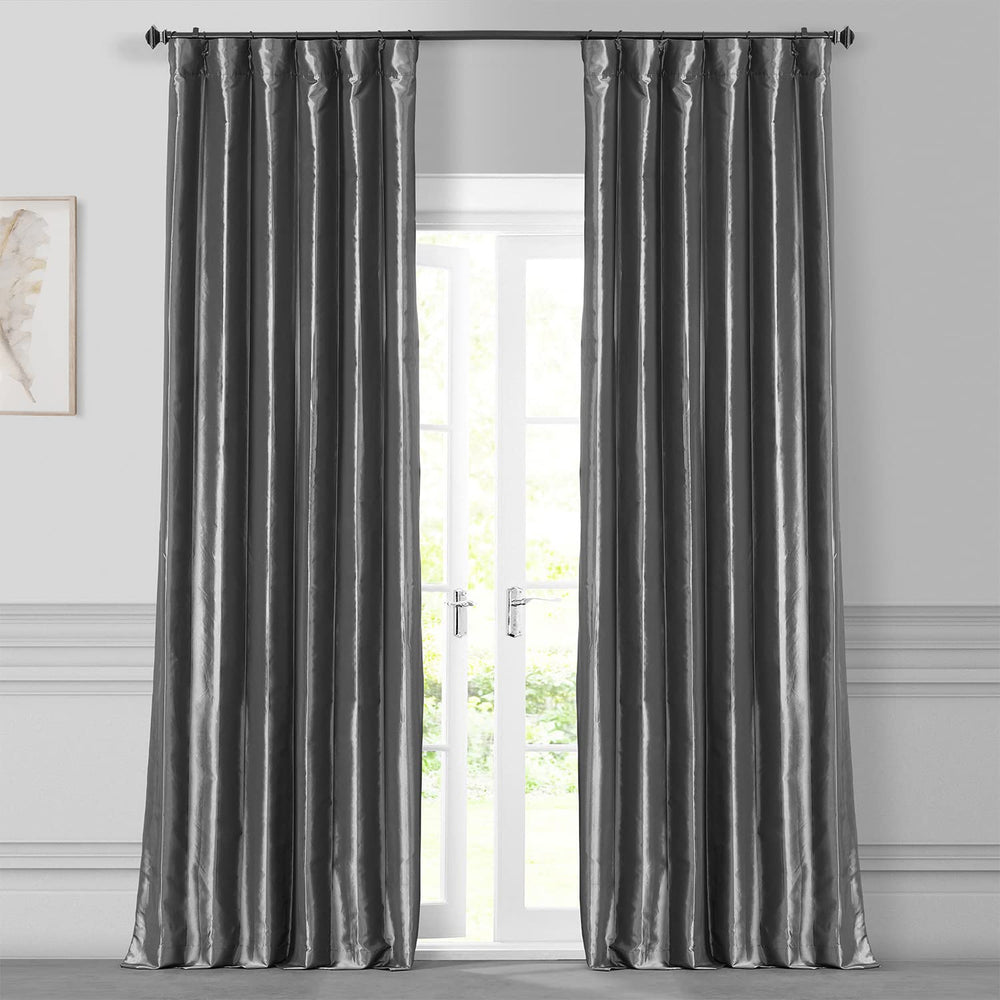 HPD Half Price Drapes Faux Silk Taffeta Curtains for Bedroom & Living Room 108 50 X 108 - Graphite