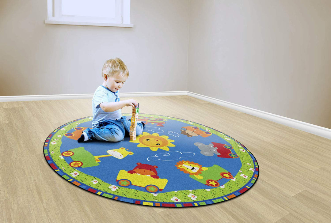 Flagship Carpets Animal Cutie Train Kids and Baby Area Rug for Kids Room Home