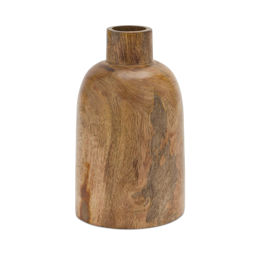 Mango Wood Bottle Vase (Set of 2) Brown