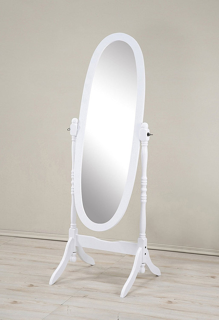 Mirror MIRROR7028WHITE Cheval Floor Oval White