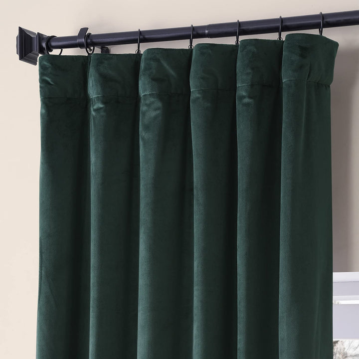 Exclusive Fabrics Signature Plush Velvet Hotel Blackout Curtains (1 Panel) - Luxury Soft Drapery for Light Control & Elegance