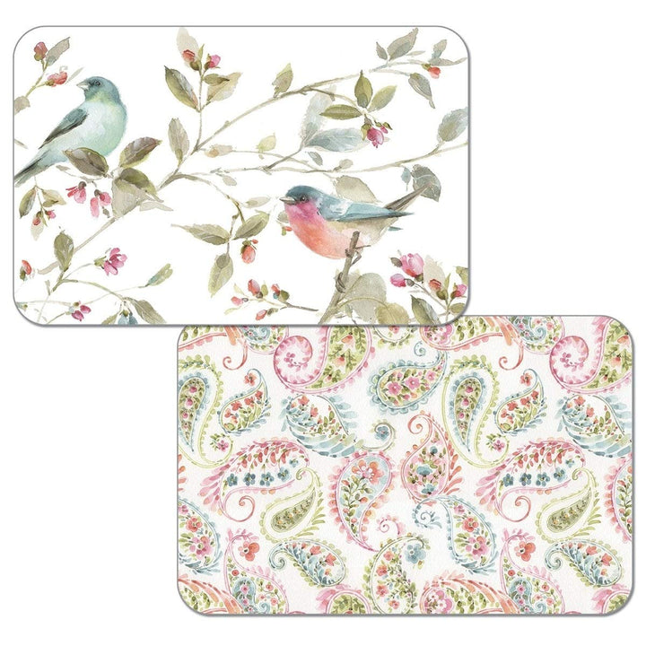 Reversible Wipe-Clean Plastic Placemats Set of 4 Beautiful Romance Multi Color