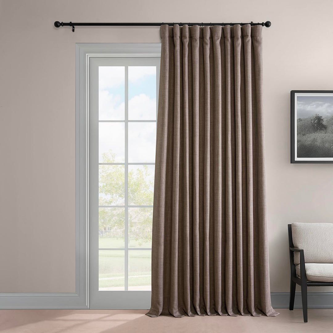 HPD Half Price Drapes Faux Linen Extra Wide Room Darkening Curtains for 100 X 108 - Dutch Cocoa