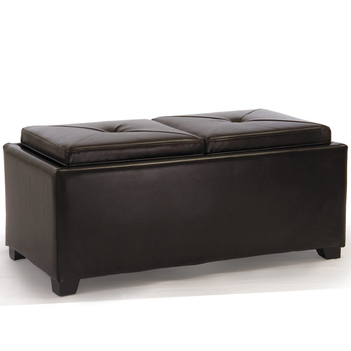 Christopher Knight Home Maxwell Bonded Leather Double Tray Ottoman Brown 38 x