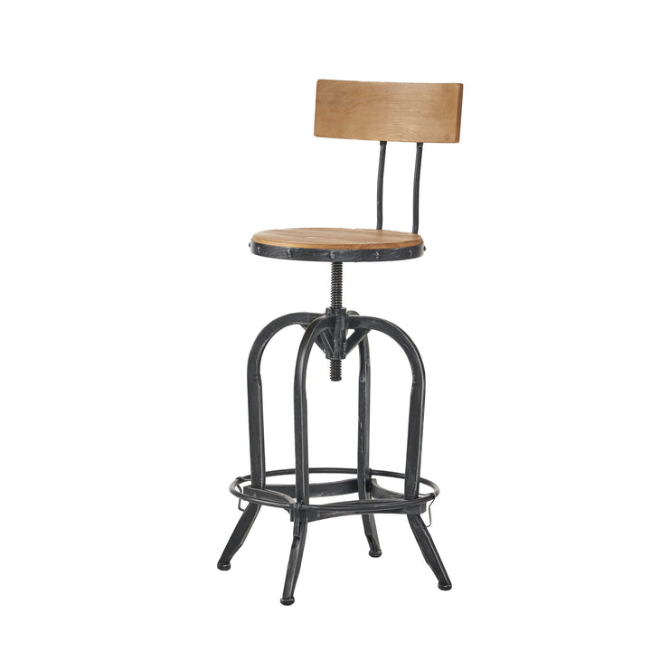 Christopher Knight Home Ximen Fir Wood Barstool with Backrest Naturally Antique