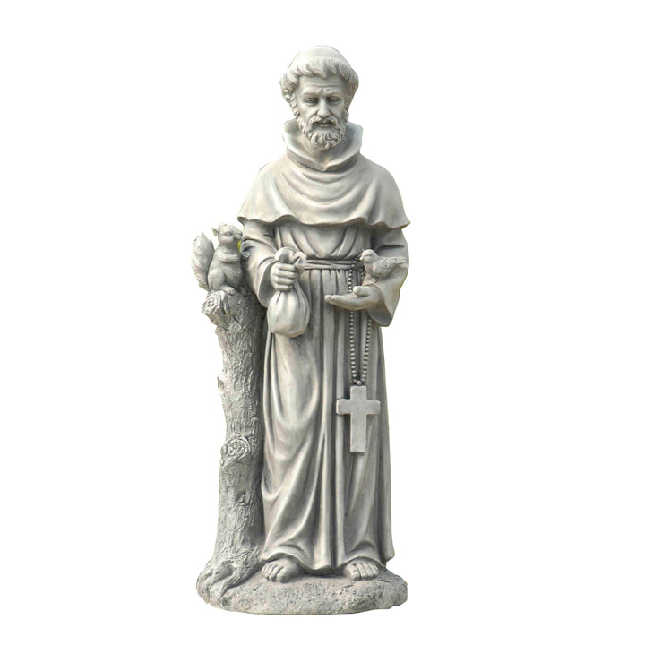 Saint Garden Statue Grey Traditional Magnesium Oxide Stone Finish