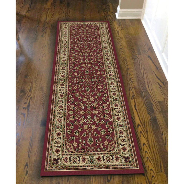 2'2" X 7'7" Burgundi Gold Brown Floral Oriental Runner Rug Indoor Flower Vine 2'2 X 7'7 - Burgundy