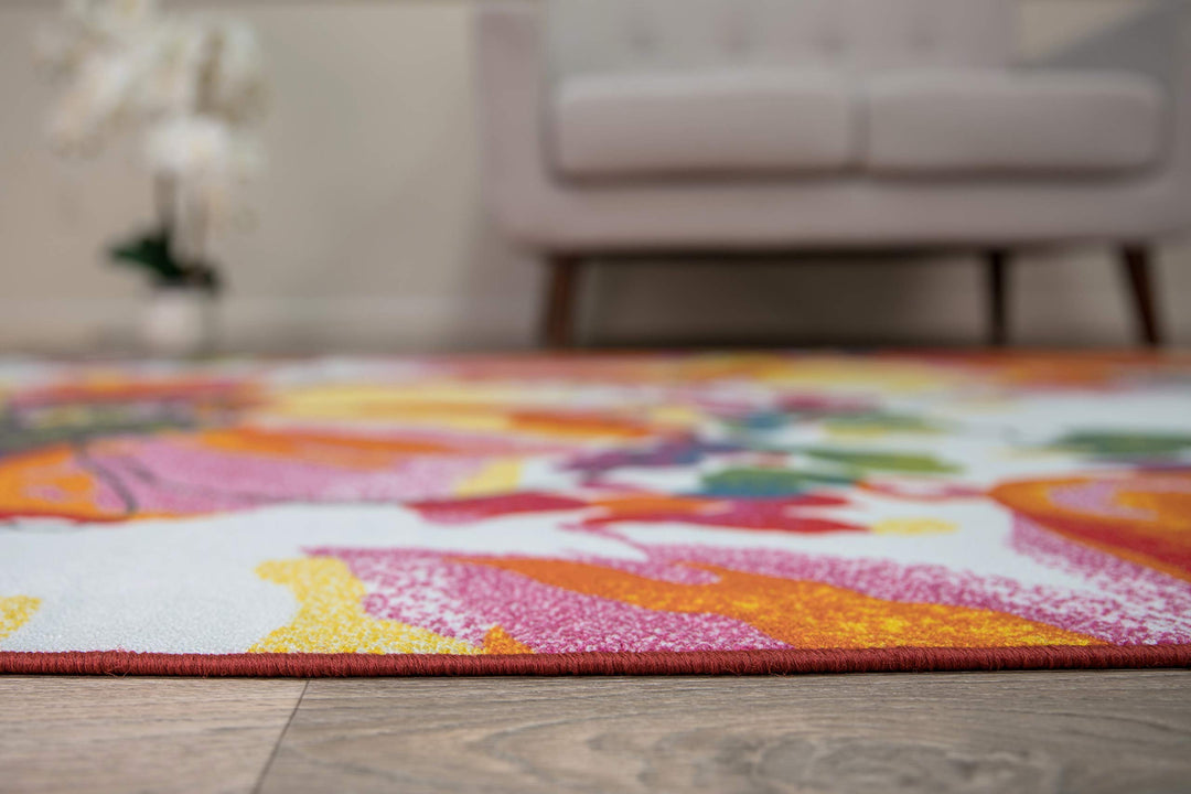 Rugshop Modern Bright Flowers Non-Slip (Non-Skid) Area Rug