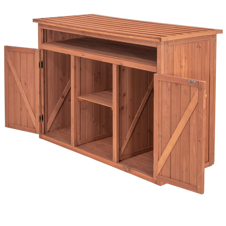 Short Display and Storage Cabinet Brown Wood