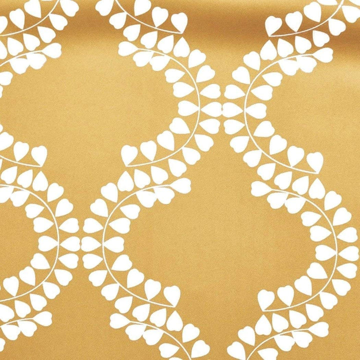 2 Piece Yellow Floral Window Curtain Set 84 Inch White Geometric Drape - Diamond Home USA