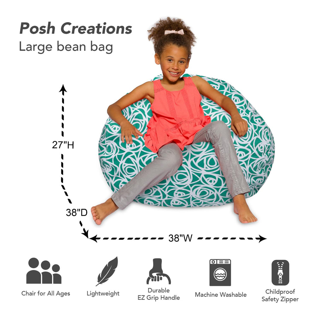 Kids Bean Bag Chair, Big Comfy Chair - Machine Washable Cover