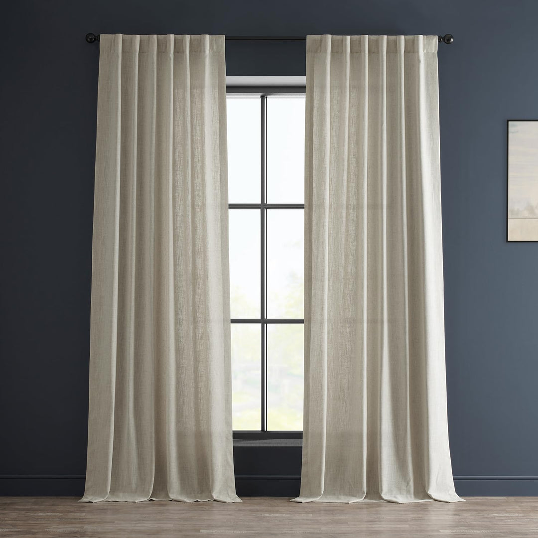 HPD HALF PRICE DRAPES Premium Heavy Faux Linen Curtains for Living Room (1 Malted Cream - 50 X 96