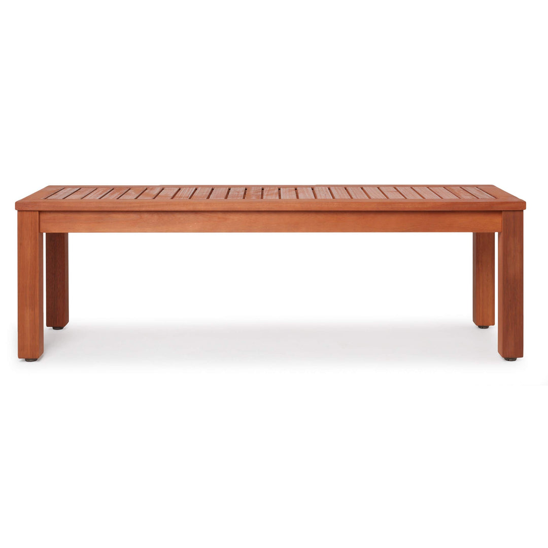 Eucalyptus Backless Patio Bench Natural Mid-Century Modern 100% Fsc Wood Water