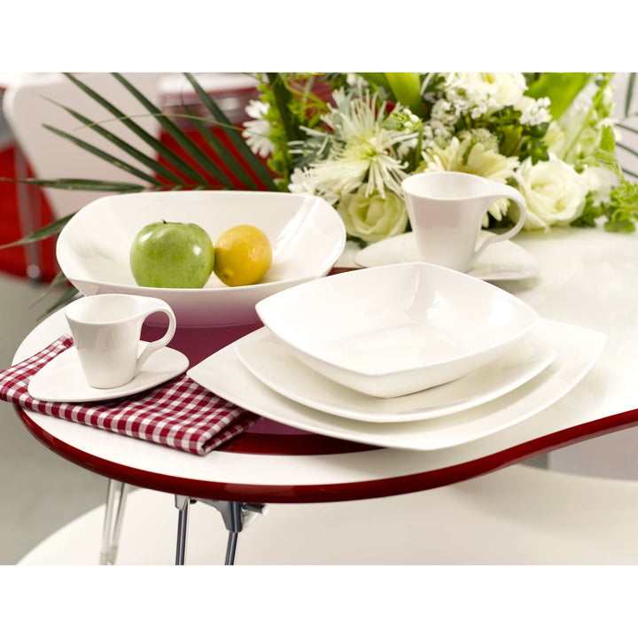 Square Dinner Plate 10.75" Set Of 4 White Solid Casual Modern Contemporary