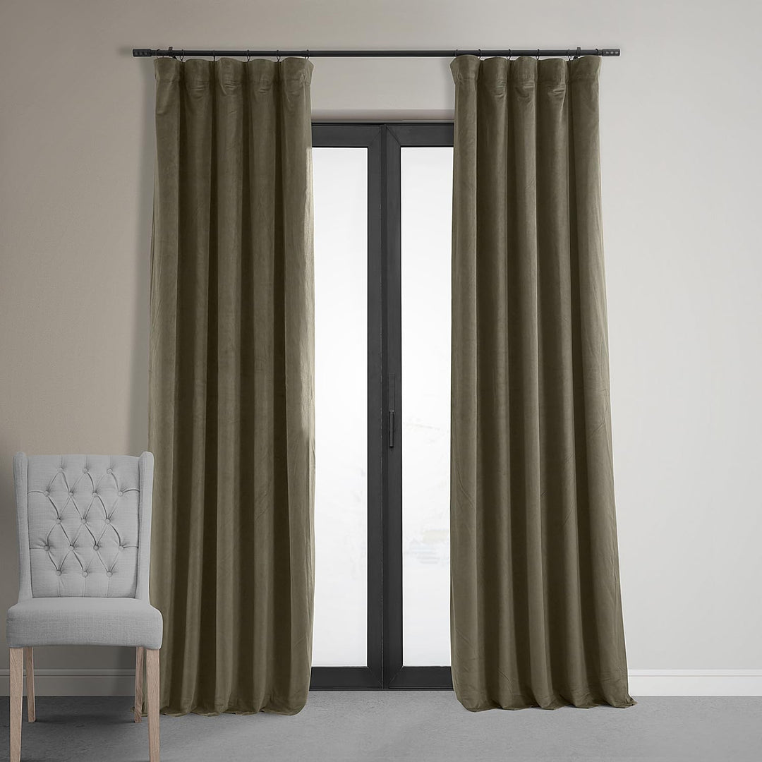 HPD Half Price Drapes Signature Velvet Thermal Blackout Curtains for Living Room 50 X 108 - Denver Taupe