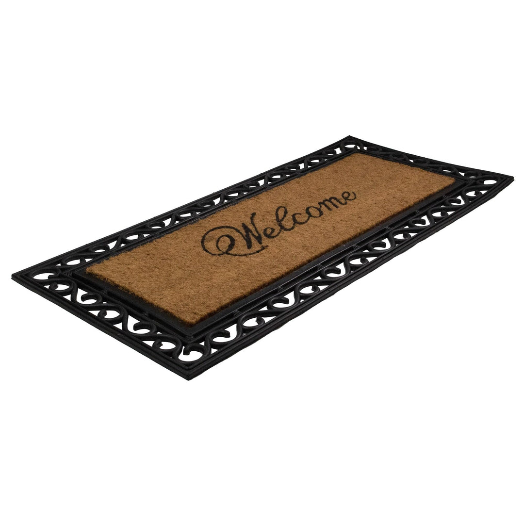 Black and Natural Coir ctangular Welcome Doormat 22" X 48" 48 Brown Classic