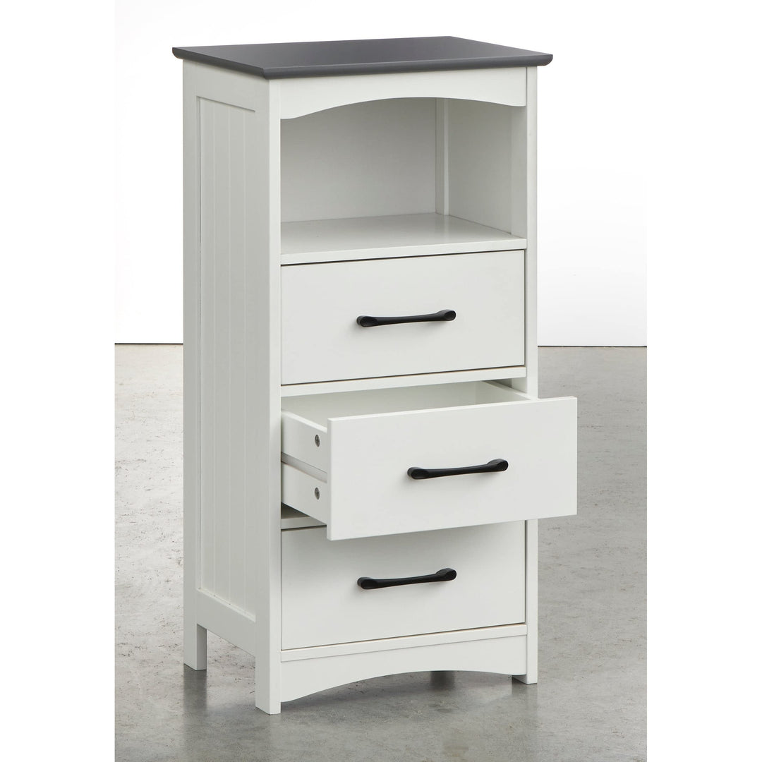 3-Drawer Bathroom Cabinet White Farmhouse Transitional MDF Painted Includes - Diamond Home USA