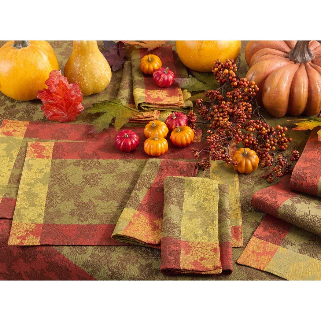 4 Piece Multi Autumn Leaf Floral Print Placemats Set Elegance Colorful Fall - Diamond Home USA