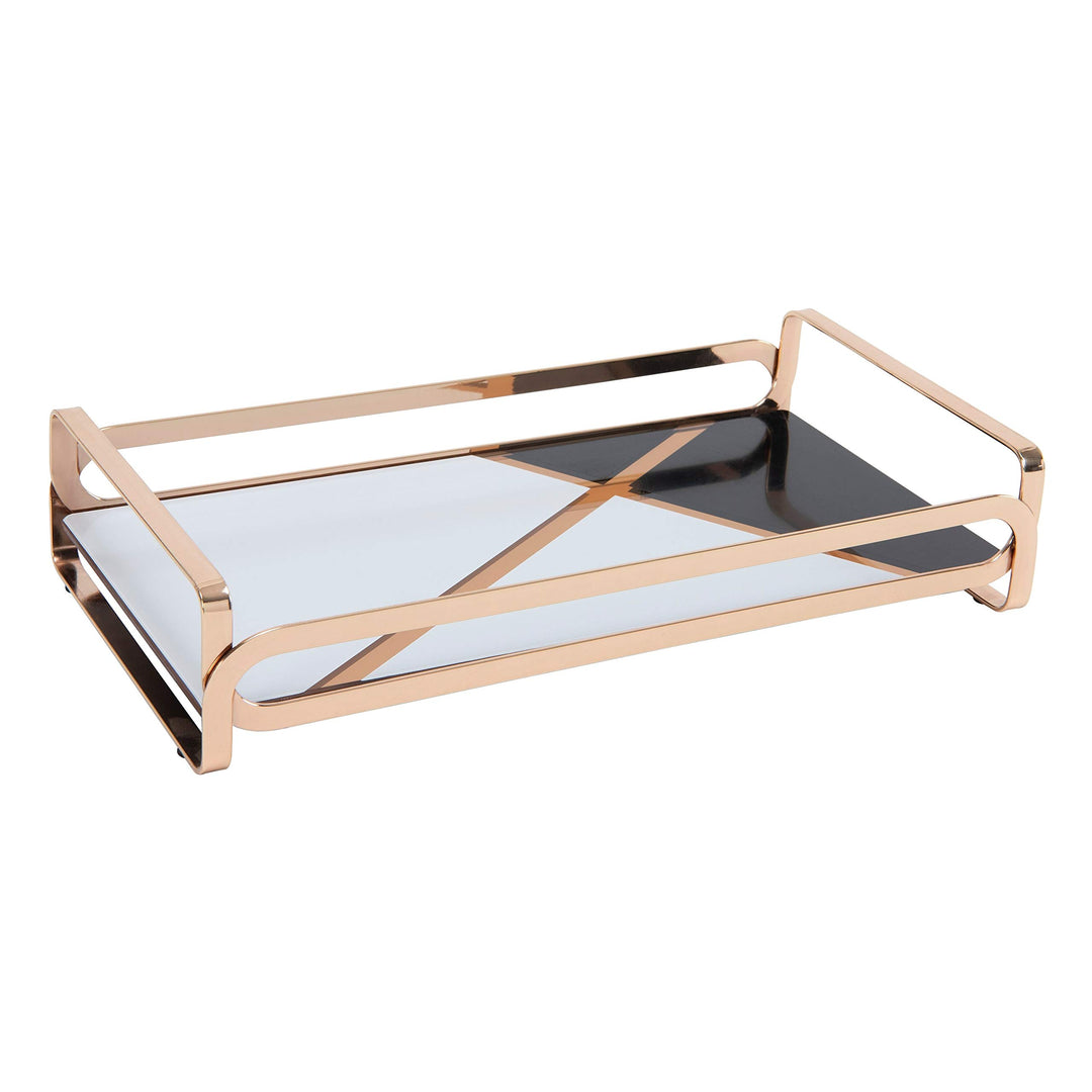 Home Details Color Block Vanity Tray in Gold 12.8x 6.65x 2.5 Modern Contemporary