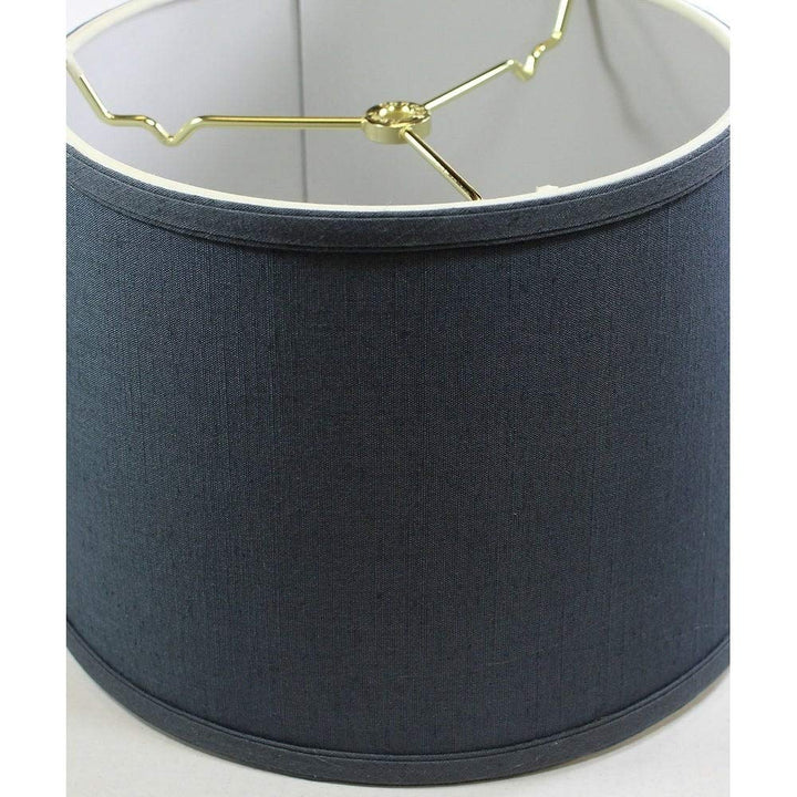 Hardback Shallow Drum Lamp Shade 10x12x8 Textured Slate Blue Modern Contemporary