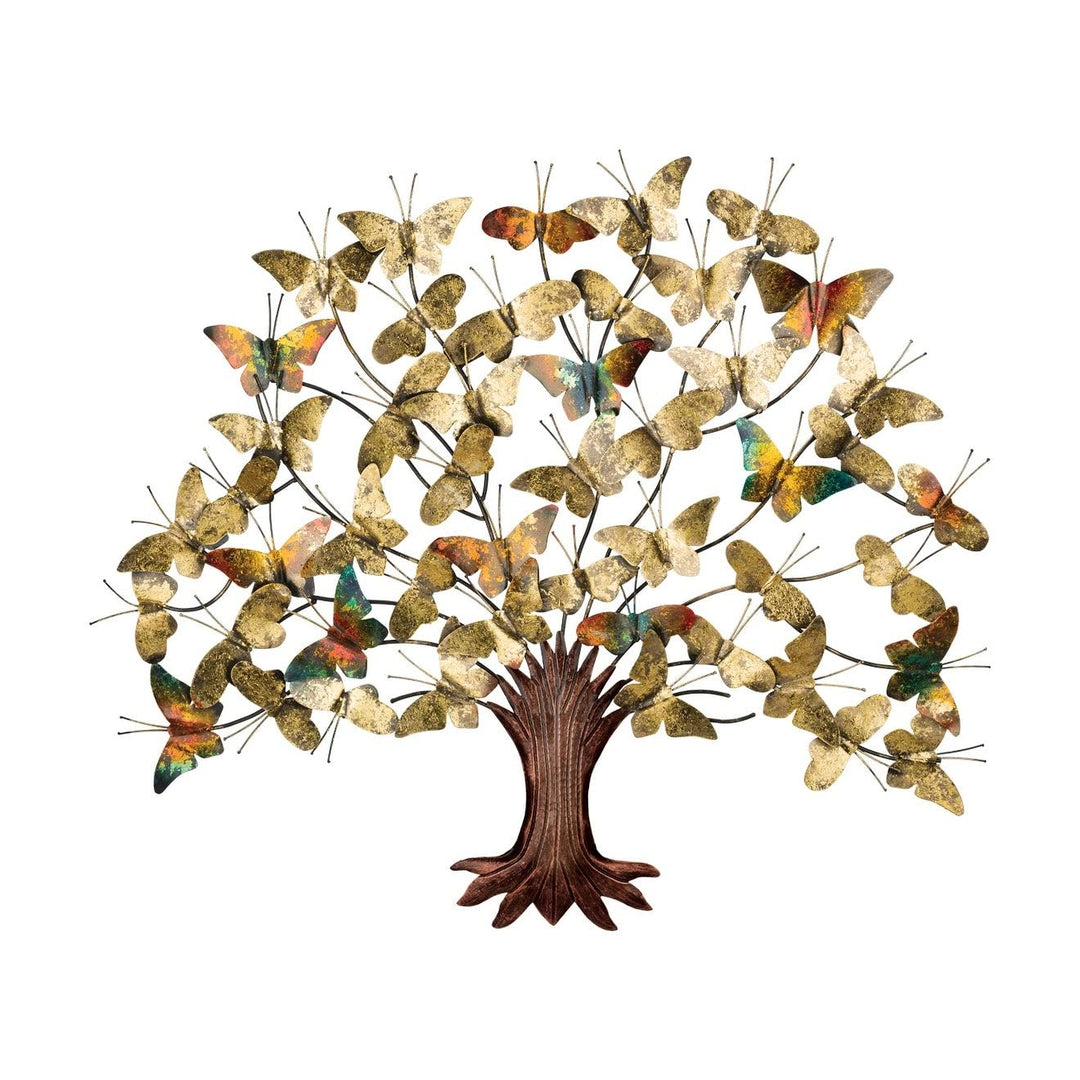 3d Butterfly Tree Of Life Wall Multi Color Metal