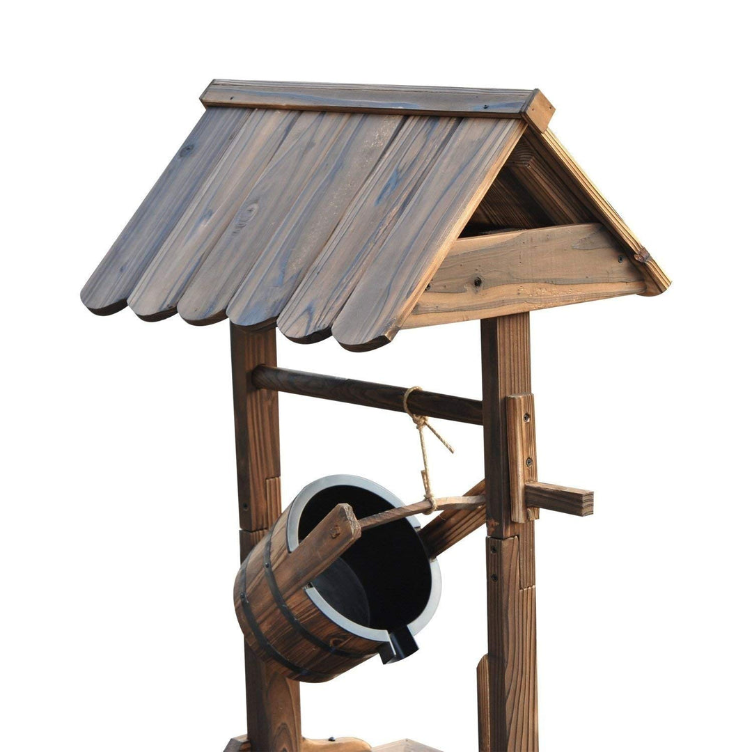 Accent Rustic Wishing Well Fountain Brown Steel Wood - Diamond Home USA