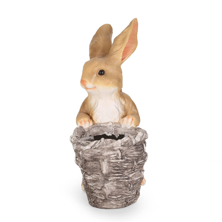 Outdoor Cast Stone Decorative Rabbit Planter White Modern temporary Round