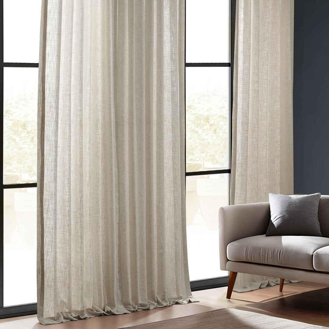 HPD HALF PRICE DRAPES Premium Heavy Faux Linen Curtains for Living Room (1