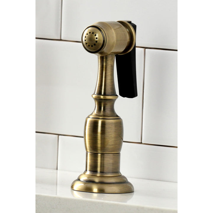 Kingston Brass Heritage Bridge Kitchen Faucet with Brass Sprayer